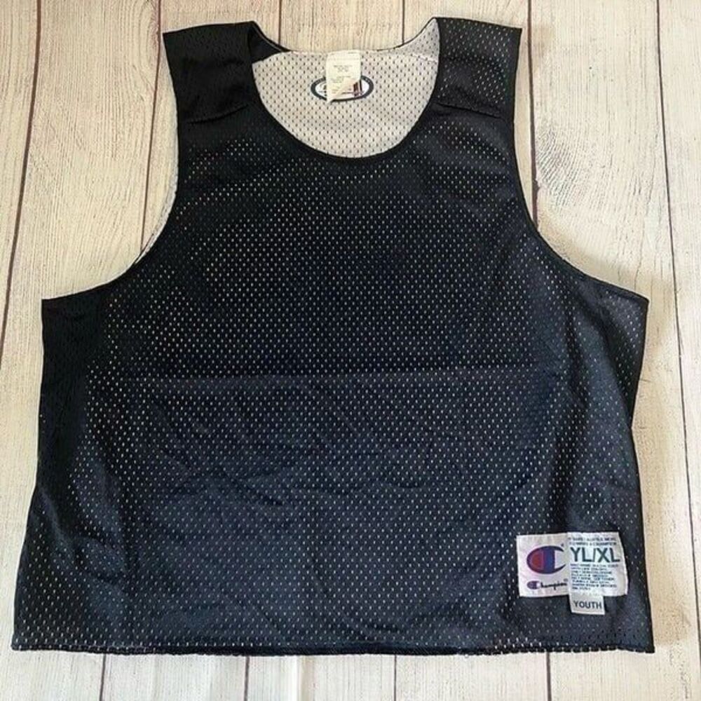 Champion Youth Blue & White Mesh Reversible Sleeveless Sports Jersey SIze YL/XL